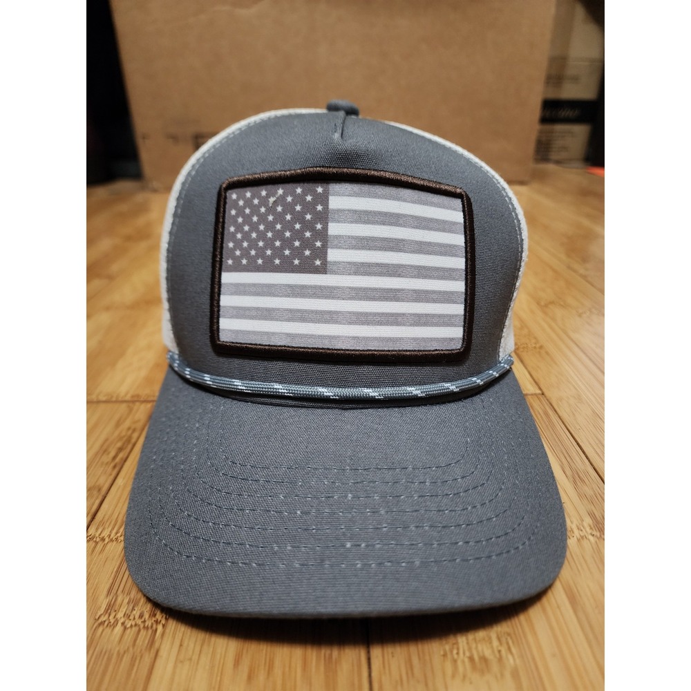 Pitbull Gray Camo Trucker Hat Mesh Adjustable Patch American Flag Baseball Cap